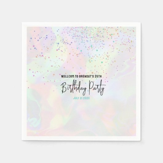 Pastel Modern Birthday Party Serviette (Vorderseite)