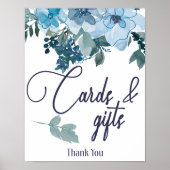 Pastel Modern Blue Rose Blumenkarte & Geschenkguts Poster (Vorne)