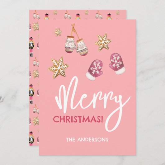 Pastel Modern Christmas Pattern Feiertagskarte (Vorne/Hinten)