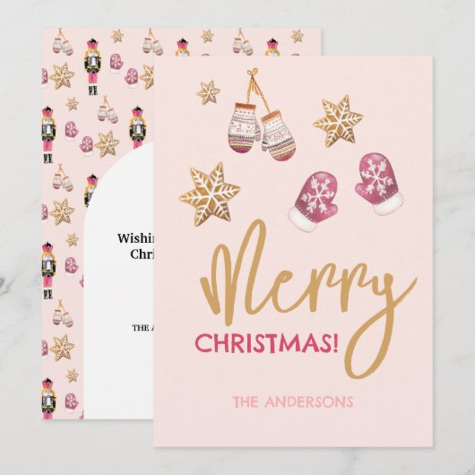 Pastel Modern Christmas Pattern Feiertagskarte (Vorne/Hinten)