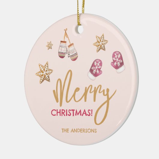 Pastel Modern Christmas Pattern Keramik Ornament (Links)