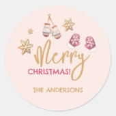Pastel Modern Christmas Pattern Runder Aufkleber (Vorderseite)