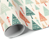 Pastel Modern Geometric Xmas Forest Gift Geschenkpapier (Rolleneckpunkt)