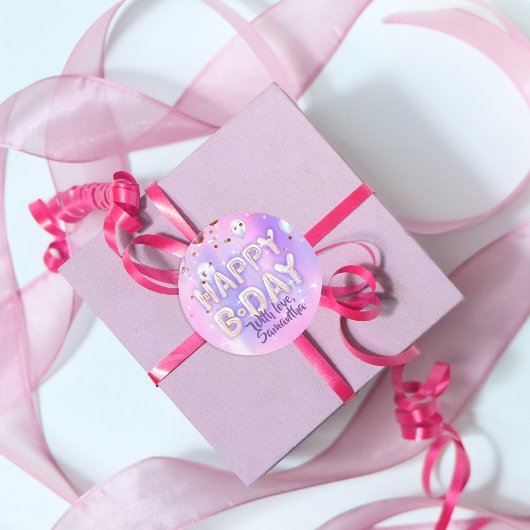Pastel Modern Glam Trendy Balloons glücklich Gebur Runder Aufkleber