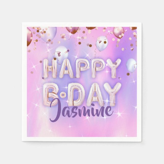 Pastel Modern Glam Trendy Balloons glücklich Gebur Serviette (Vorderseite)