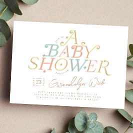 Pastel Modern Sweet and Elegant Baby Shower Einladung