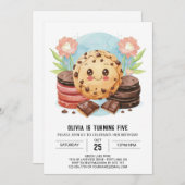 Pastel Moderne Aquarellkekse Geburtstag Einladung (Vorne/Hinten)