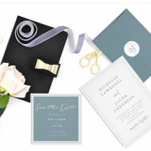 Pastel Modernes Minimalistisch Slate Blue Wedding