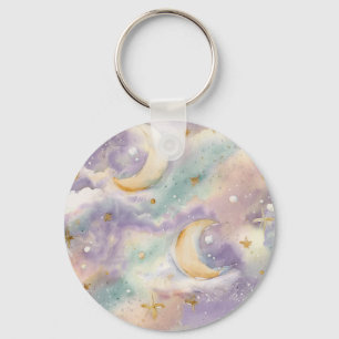 Pastel-Mond und -Sterne Himmels-Schlüsselanhänger Schlüsselanhänger