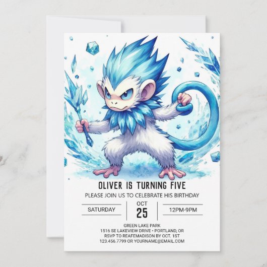 Pastel Monkey Birthday Einladung (Vorderseite)