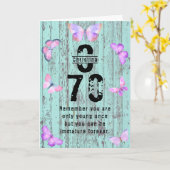 Pastel Monogram Butterfly 70. Geburtstagsgrüße Karte (Gelbe Blume)