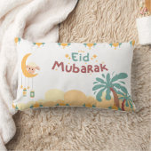 Pastel Moon & Palm Eid Mubarak Throw Pillow- eid Lendenkissen (Decke)