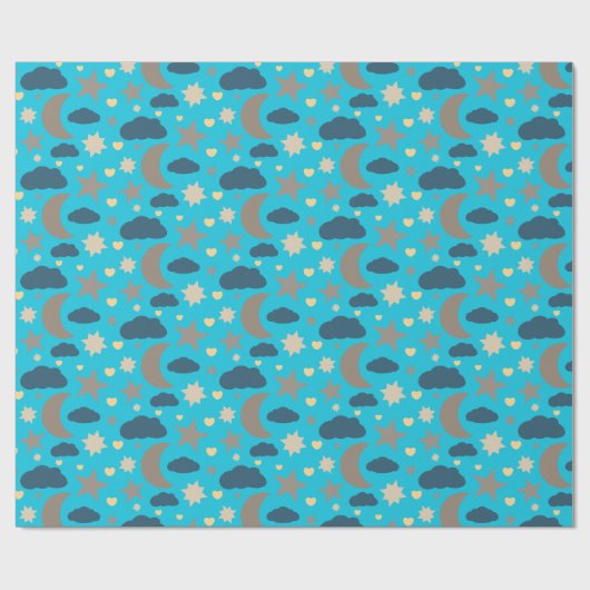 Pastel Moon Stars and Clouds Gift Wrap Geschenkpapier (Flach)