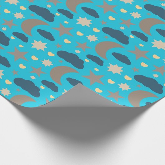 Pastel Moon Stars and Clouds Gift Wrap Geschenkpapier (Ecke)