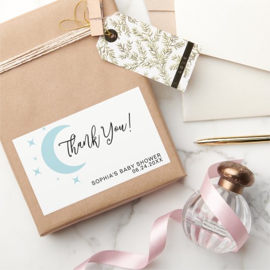 Pastel Moon Stars Kinderdusche Danke Rechteckiger Aufkleber (Schenken)