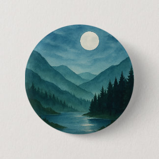 Pastel Moon über Starry Mountain Night Button