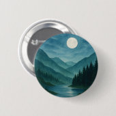 Pastel Moon über Starry Mountain Night Button (Vorne & Hinten)