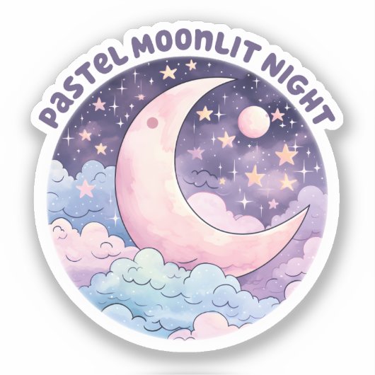 Pastel Moonlit Night - Dreamy Crescent Moon Aufkleber (Vorderseite)
