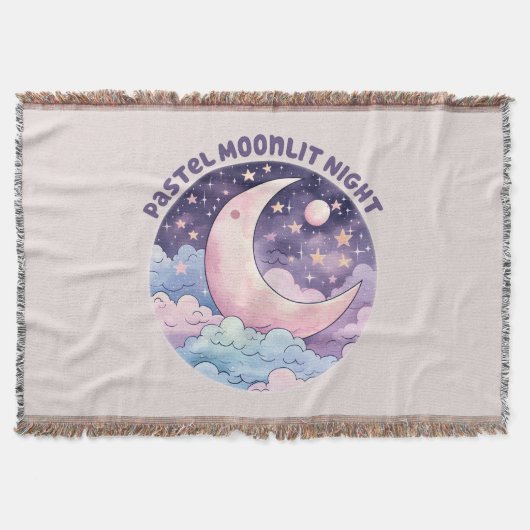 Pastel Moonlit Night - Dreamy Crescent Moon Decke (Vorderseite)