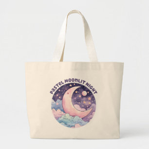 Pastel Moonlit Night - Dreamy Crescent Moon Jumbo Stoffbeutel