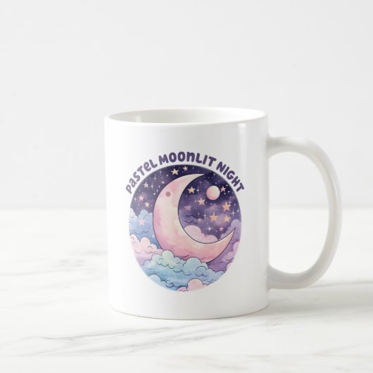 Pastel Moonlit Night - Dreamy Crescent Moon Kaffeetasse (Rechts)