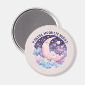 Pastel Moonlit Night - Dreamy Crescent Moon Magnet (Vorderseite/Rückseite)