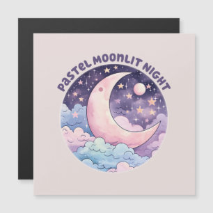Pastel Moonlit Night - Dreamy Crescent Moon Magnetkarte