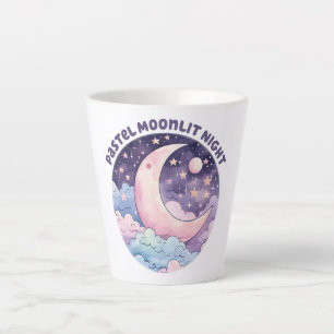 Pastel Moonlit Night - Dreamy Crescent Moon Milchtasse