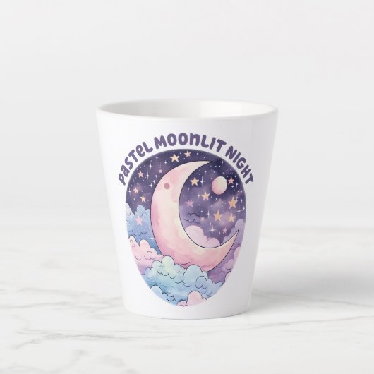 Pastel Moonlit Night - Dreamy Crescent Moon Milchtasse (Vorderseite)
