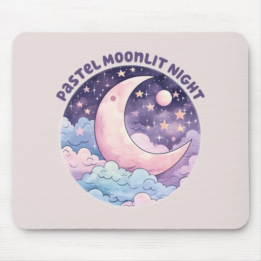 Pastel Moonlit Night - Dreamy Crescent Moon Mousepad (Vorne)