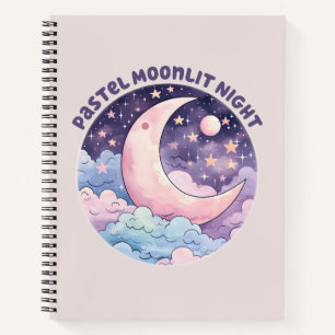 Pastel Moonlit Night - Dreamy Crescent Moon Notizblock