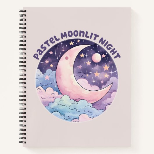 Pastel Moonlit Night - Dreamy Crescent Moon Notizblock (Vorderseite)