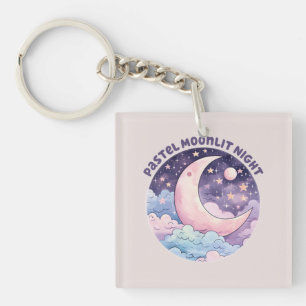 Pastel Moonlit Night - Dreamy Crescent Moon Schlüsselanhänger