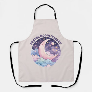 Pastel Moonlit Night - Dreamy Crescent Moon Schürze