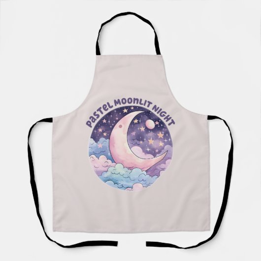 Pastel Moonlit Night - Dreamy Crescent Moon Schürze (Vorderseite)