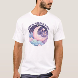 Pastel Moonlit Night - Dreamy Crescent Moon T-Shirt