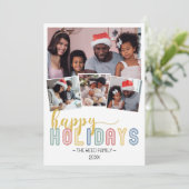 Pastel Multi-Foto-Urlaubsfotokarte Einladung (Stehend Vorderseite)