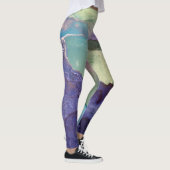 Pastel Multicolor Alkohol Tinte Abstrakte Art Leggings (Rechts)