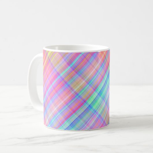Pastel Multicolor Karierte Tasse (Vorderseite Links)