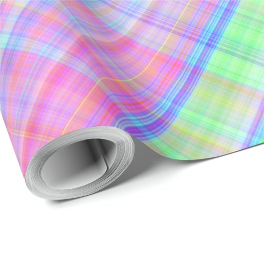 Pastel Multicolor Kariertes Gewebe Geschenkpapier (Rolleneckpunkt)