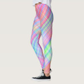 Pastel Multicolor Kariertes Gewebe Leggings (Links)