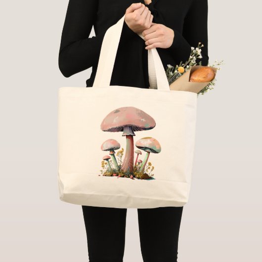 Pastel Mushroom Art Jumbo Stoffbeutel (Vorderseite (Produkt))