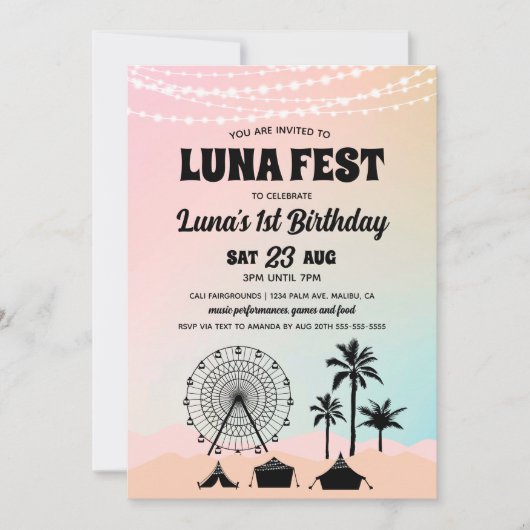 Pastel Music Festival Geburtstag Einladung (Vorderseite)