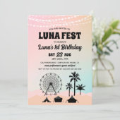 Pastel Music Festival Geburtstag Einladung (Stehend Vorderseite)