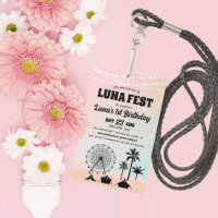 Pastel Music Festival Geburtstag Einladung Lanyard