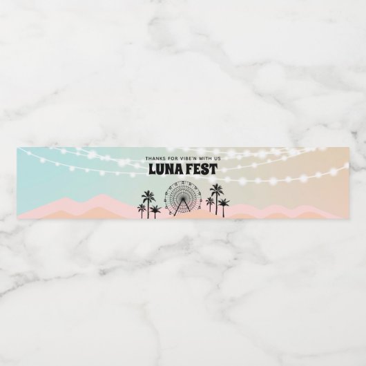 Pastel Music Festival Geburtstag Wasserflaschenetikett (Einzelnes Label)