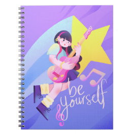 Pastel Music-Themed Cover mit Star & Niedlich Girl Notizblock