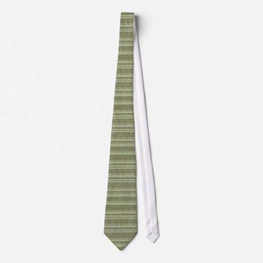 Pastel Muted Green Stripes Linen Burlap Textur 2a Krawatte (Vorderseite)