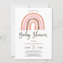 Pastel Muted Tones Boho Rainbow Baby Shower Einladung