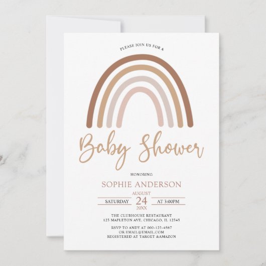 Pastel Muted Tones Boho Rainbow Baby Shower Einladung (Vorderseite)